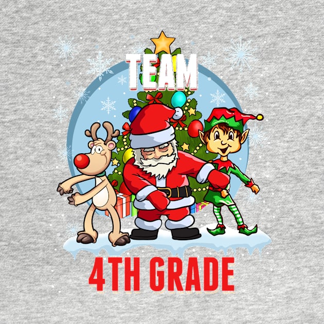Team 4TH GRADE Santa Elf Reindeer Flossing Kids Christmas by johnbbmerch